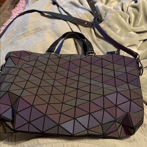 Luxshe Geometric Prism Tote Bag Iridescent Holographic 15” x 13”